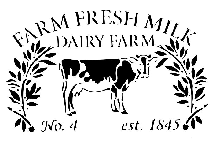 plastová šablóna na maľovanie nábytku doplnkov farm fresh milk provence
