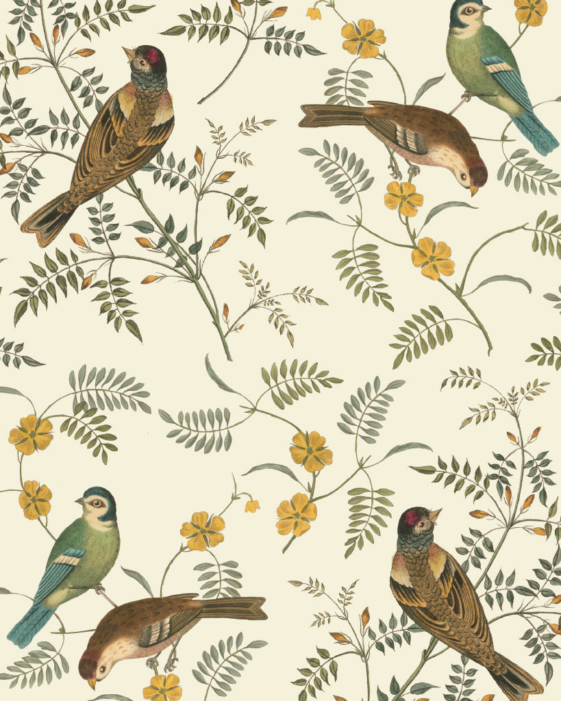dekupážový papier na nábytok s botanickým a motívom vtáčikov