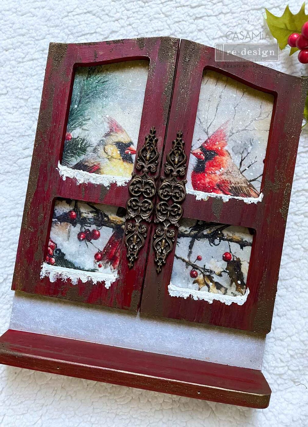 Crimson Noel dekupazny papier vtacikovy hodvabny