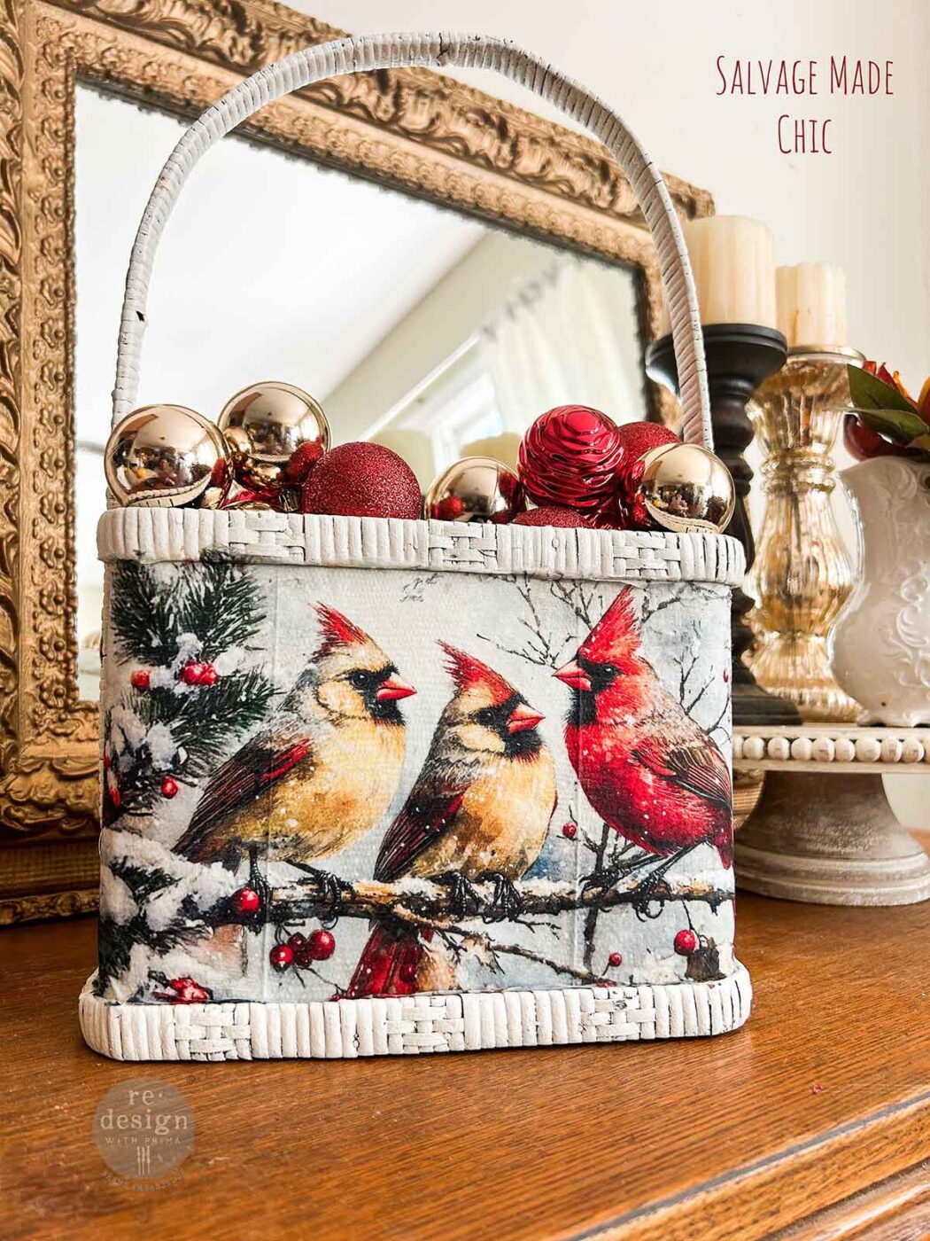 Crimson Noel dekupazny papier vtacikovy hodvabny