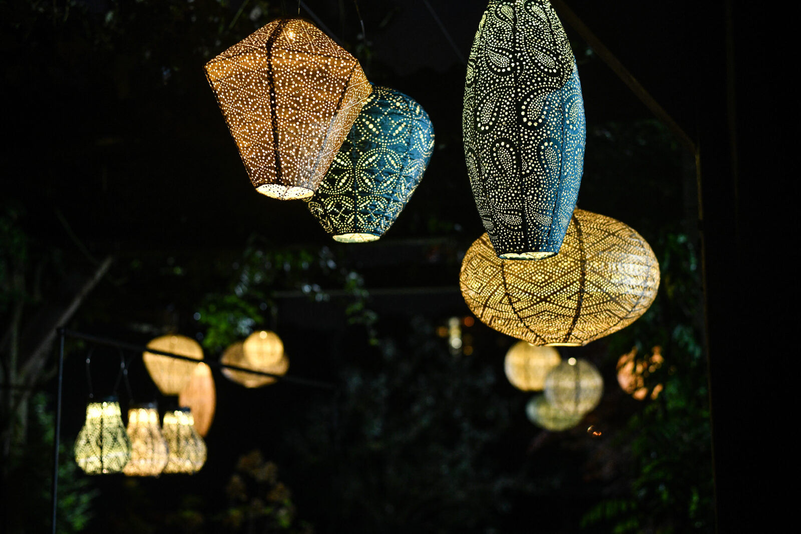 Lampión Jar 30 Ikat Gold solarny záhradný lampion svetlo