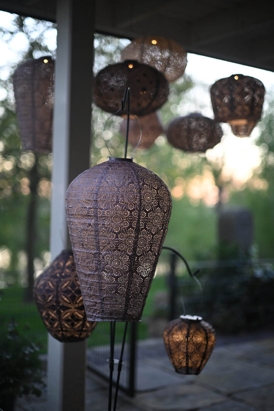 Lampión Oval 40 Mosaic Plum solarny záhradný lampion svetlo