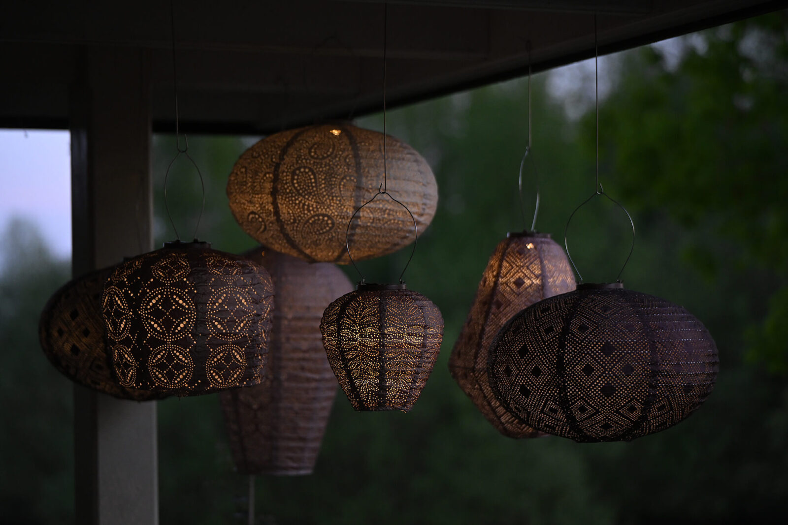 Lampión Oval 40 Mosaic Plum solarny záhradný lampion svetlo