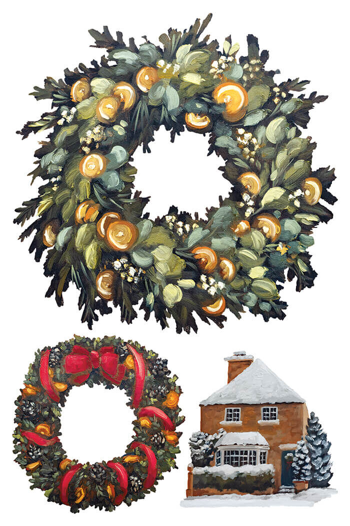 A Cotswold Christmas vianocny transfer na nabytok alebo doplnky diy tvorenie vianocne