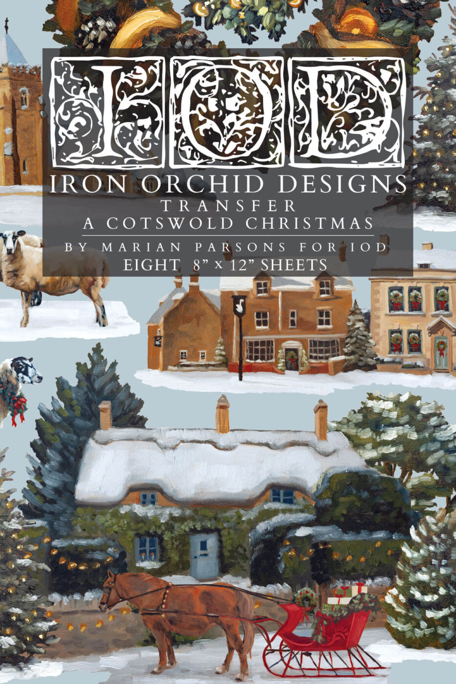 A Cotswold Christmas vianocny transfer na nabytok alebo doplnky diy tvorenie vianocne