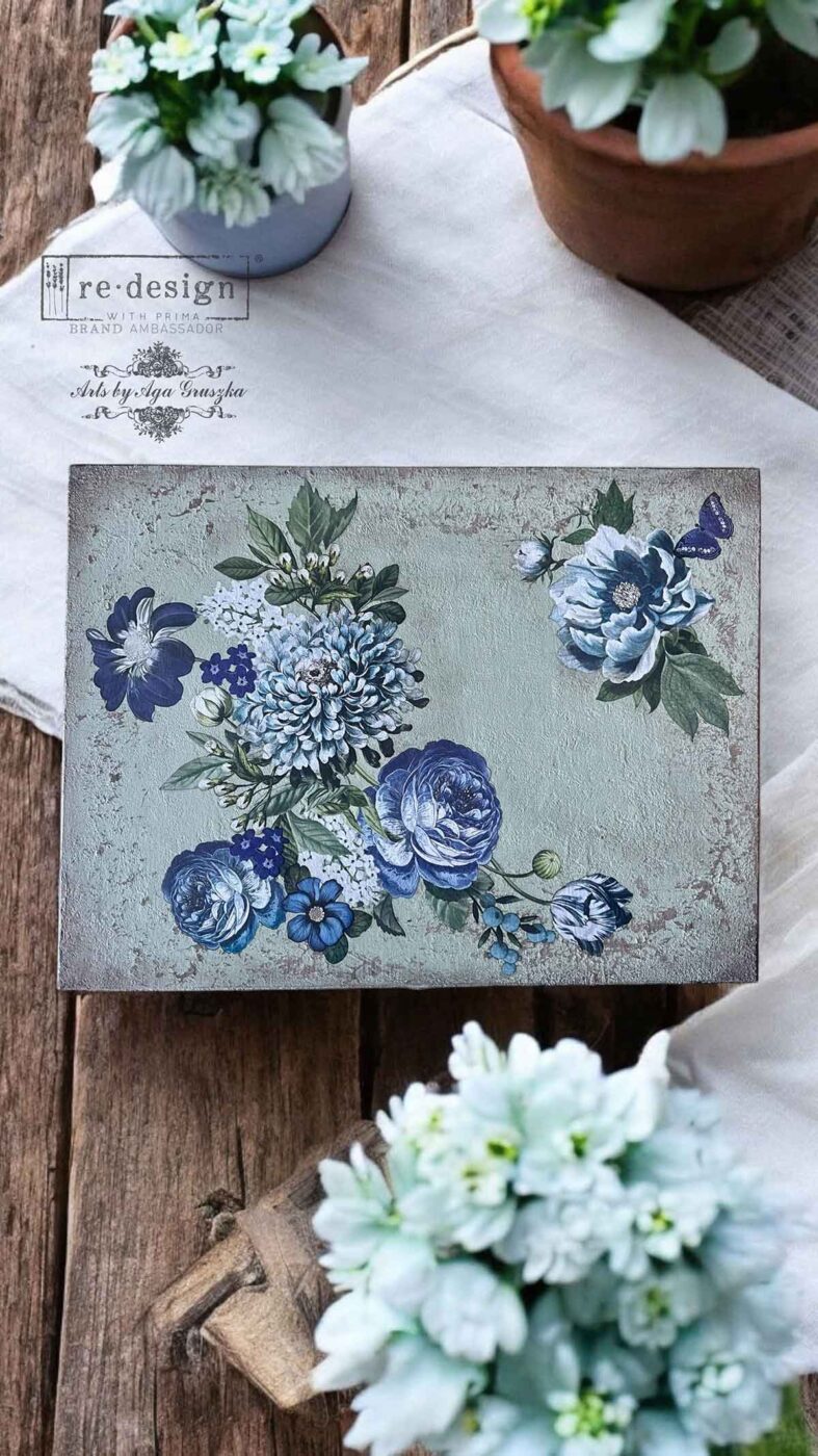 Indigo Petals kvetinovy transfer na nabytok