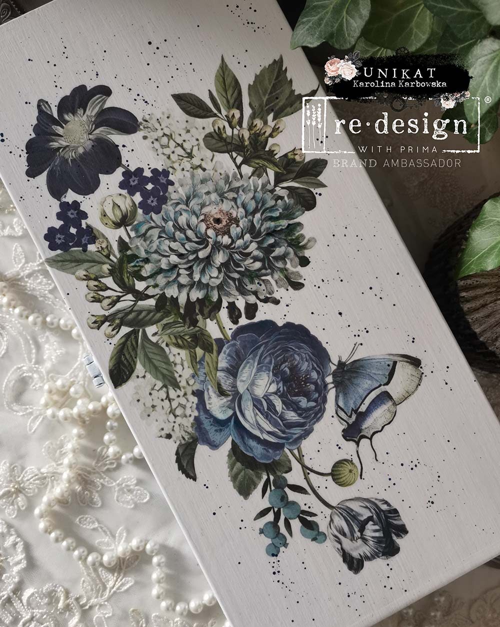 Indigo Petals kvetinovy transfer na nabytok