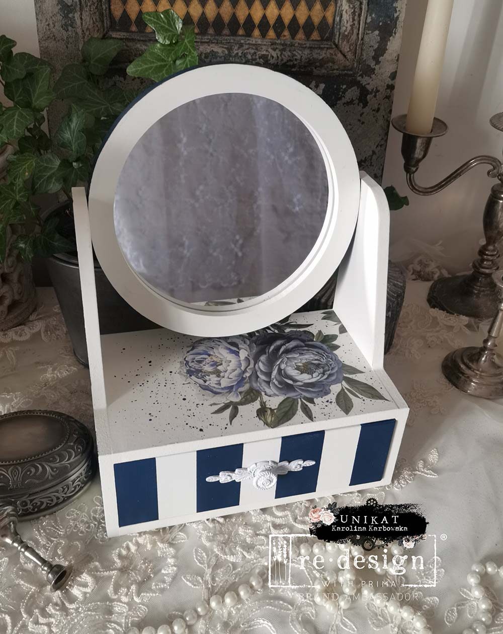 Indigo Petals kvetinovy transfer na nabytok