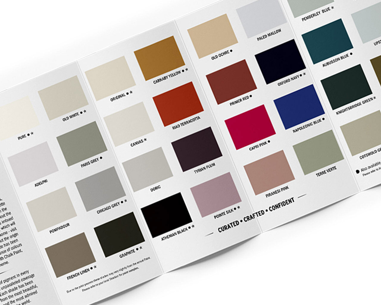 Paleta odtieňov WALL and SATIN farieb vzorkovn9k farieb na stenu annie sloan