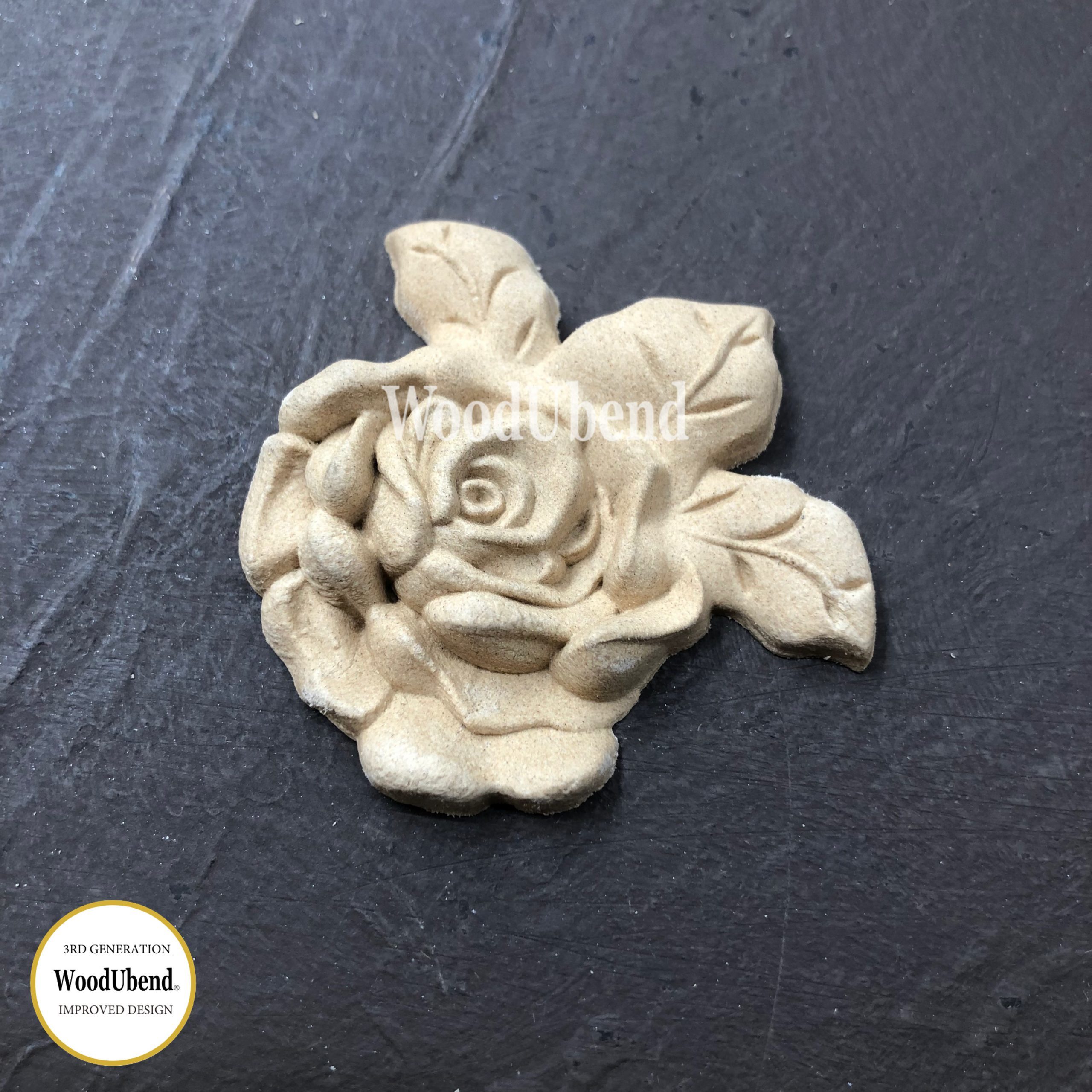 WoodUBend ornament Three Leaf Roses WUB0465 ohýbateľný ornament na nábytok ružička